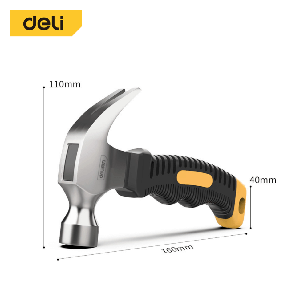 ค้อนหงอนมินิ ด้ามไฟเบอร์ DELI EDL441008-YL-01 ขนาด 8ออนซ์ สีดำ_6